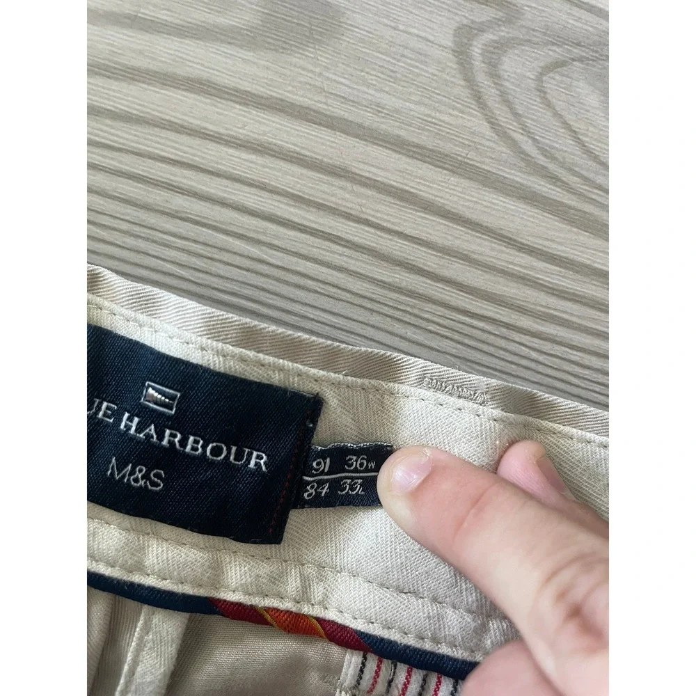 Blue Harbour Chino Pants Mens 35x30 Beige Cotton Coastal Classic Casual Khaki